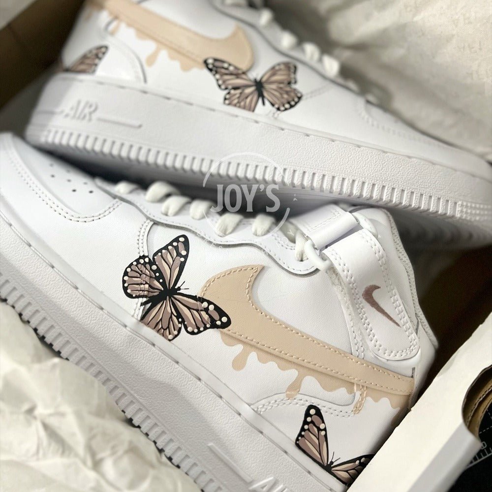 Beige Drip Butterflies Custom Air Force 1.