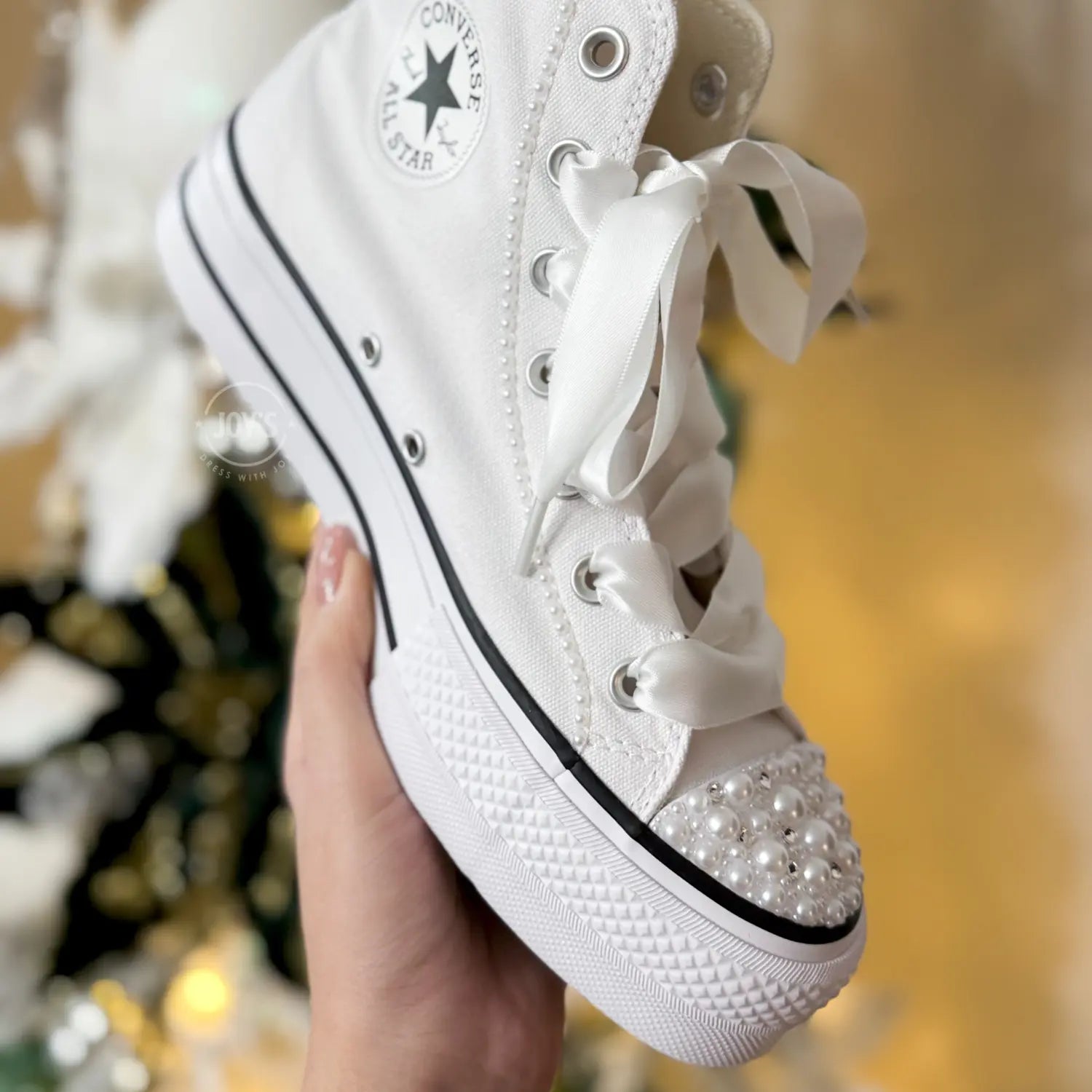 Wedding Sneakers Bling– Custom Rhinestones Platform Converse for Bride –  Joy's Customs