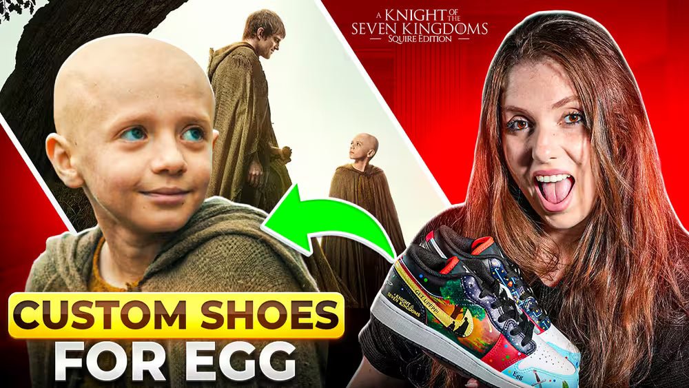 Custom Sneakers for Dexter Sol Ansell, HBO Star “Egg” from AKOTSK - Joy's Customs