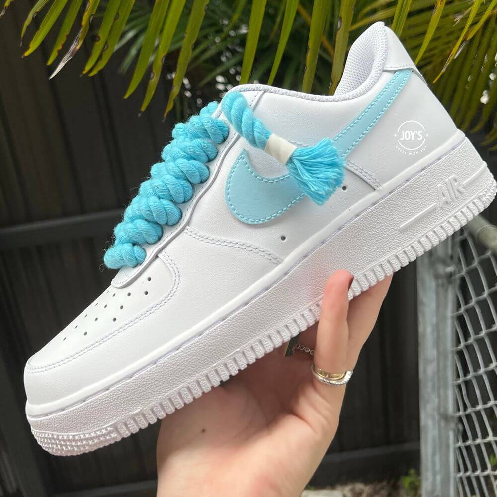 Final Sale-Blue Rope Laces Custom Air Force 1 Sneakers - Sneakers Joy's