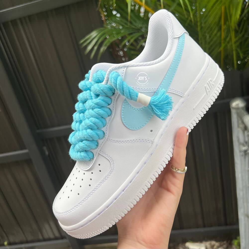 Final Sale-Blue Rope Laces Custom Air Force 1 Sneakers - Sneakers Joy's